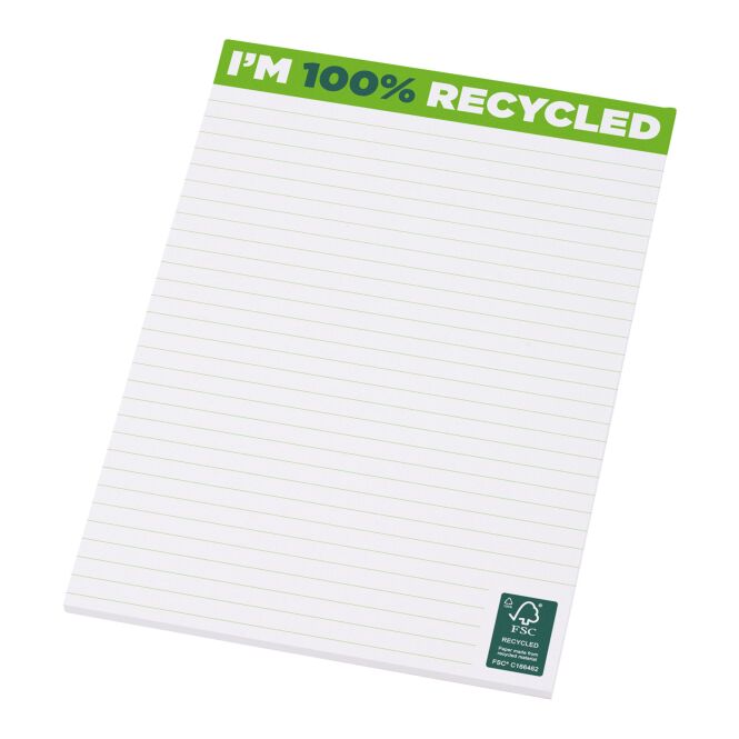 Firmengeschenk Notizbuch Desk-Mate® A5 – weiß – mit individuellem Werbedruck 25 Blatt 80g/m² Recycling-Papier, nachhaltiges Journal