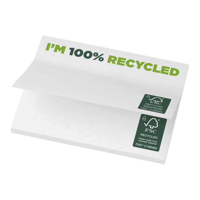 Werbeartikel Haftnotizen Sticky-Mate® – weiß – mit individuellem Werbedruck 100x75mm 80g/m2 Recyclingpapier nachhaltiges Büro-Set