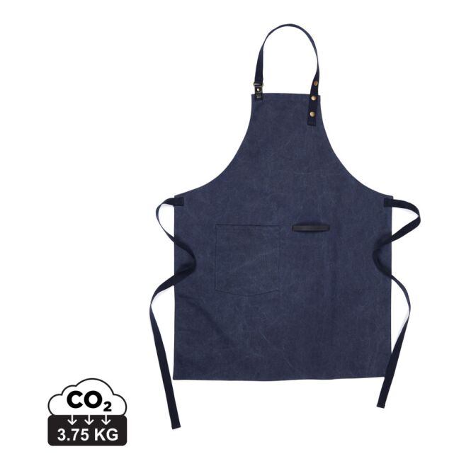 Mitarbeitergeschenk Tome Schürze mit Logostick aus recyceltem Canvas – Navy blau – robuste Kochschürze für die Gastronomie und Küche