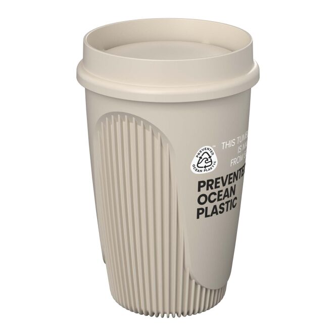 Werbeartikel Kaffee to go Becher Alto POP – sandstone – mit Logo bedruckt 350 ml nachhaltiger Mehrwegbecher für das Büro