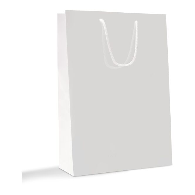 Werbeartikel Papiertragetasche 24x34 cm mit Logodruck – vollflächig bedruckbare Tragetasche für Messen und den Büroalltag