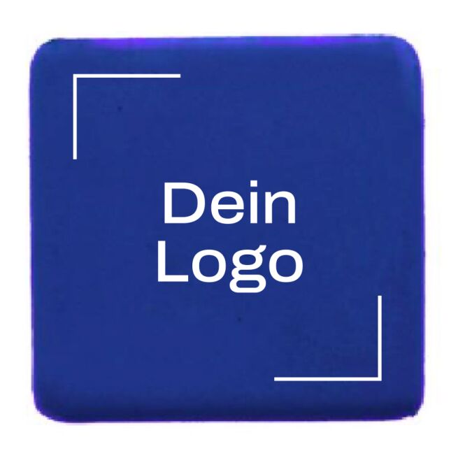 Werbeartikel Anti-Stress-Würfel aus PU mit Logodruck – Blau – Stressabbau-Tool für Büro und Firmenevents
