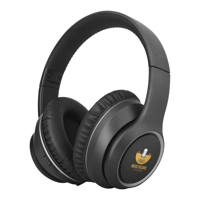 Kundengeschenk Prixton Live Pro ANC Bluetooth Kopfhörer – schwarz – mit Logo bedruckt 48h Express-Druck für das Mitarbeiter-Onboarding
