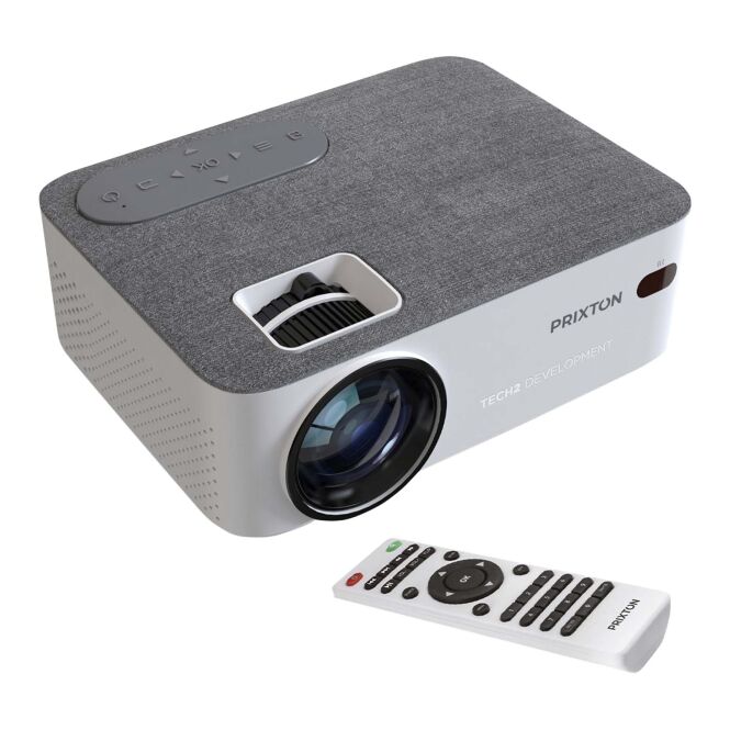 Kundengeschenk Mini-Beamer Prixton Lumiére – weiß – mit 48h Express-Druck, 5000 Lumen, 100 ANSI, HDMI, als exklusives Präsent