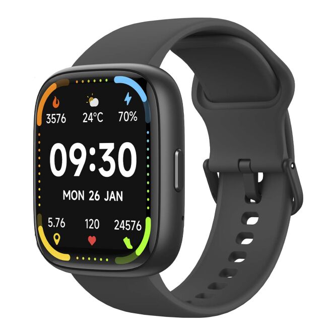 Premium-Werbegeschenk Prixton Alexa SWB29 Smartwatch mit Express-Gravur – Schwarz – Wearable für Firmenevents