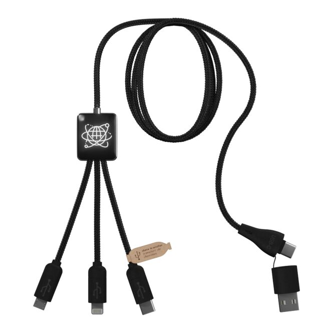 Premium-Werbegeschenk SCX.design C45 5-in-1 Ladekabel mit Express-Gravur – Schwarz – universelles Datenkabel für Büro und Business