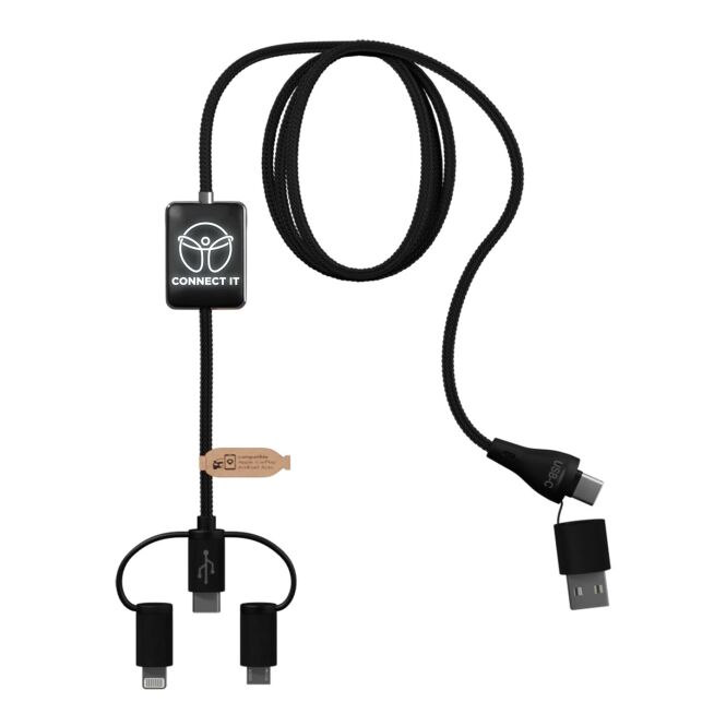 Firmengeschenk SCX.design C48 5-in-1 Ladekabel mit Express-Gravur – Schwarz – nachhaltiges Zubehör für Büro und Business