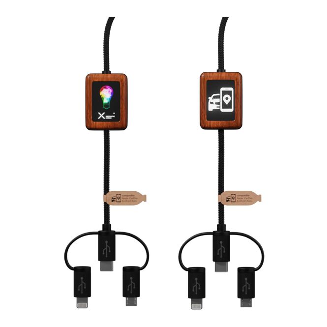 Firmengeschenk 5-in-1 CarPlay-Kabel mit Express-Gravur – Schwarz – nachhaltiges Ladekabel für Büro und Technik