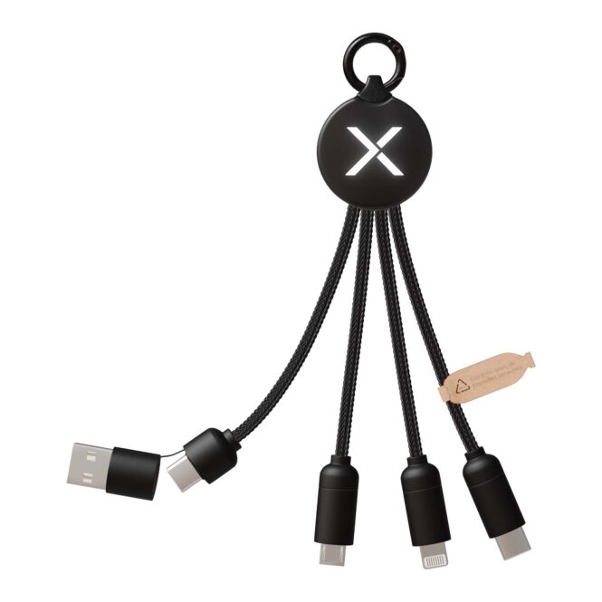 Firmengeschenk SCX.design C14 5-in-1 Ladekabel mit Express-Gravur – Schwarz – nachhaltiges Ladezubehör für Büro und Konferenz