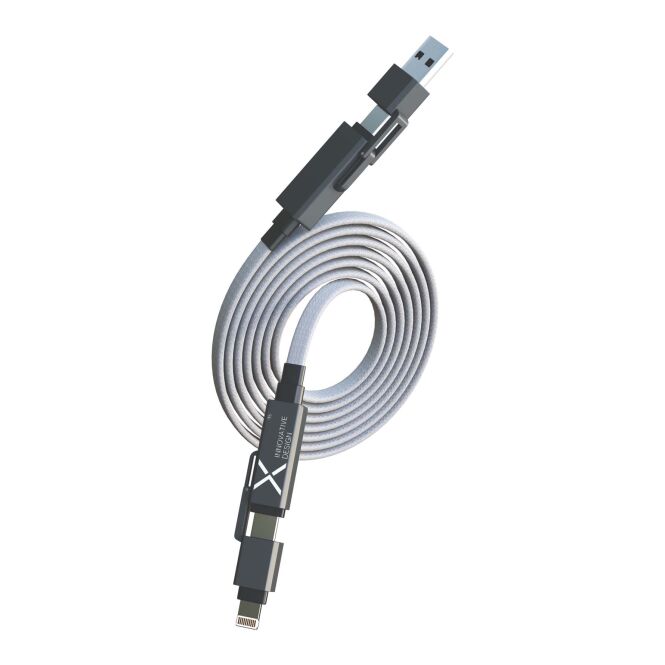 Premium-Werbegeschenk SCX.design C58 60 W Ladekabel mit Express-Gravur – Grau – 1 Meter langes magnetisches Ladezubehör für Firmen und Messen
