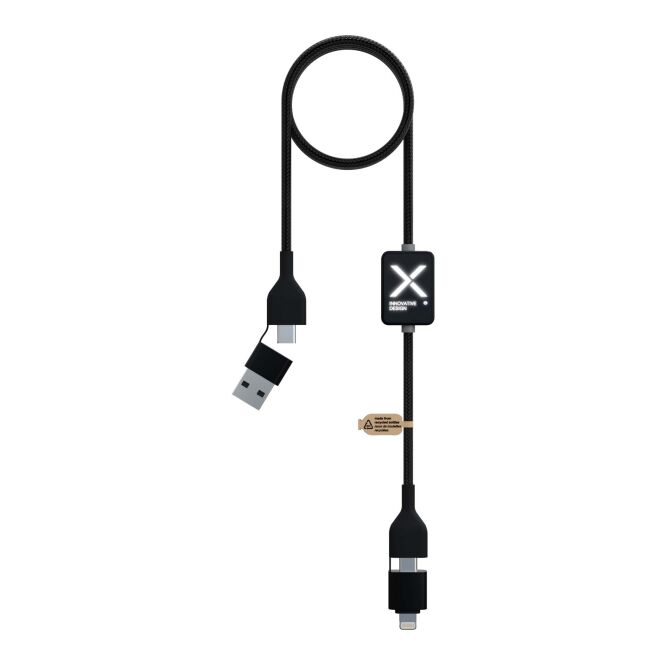 Premium-Werbegeschenk C32 Ladekabel mit Express-Gravur – 60W Schnellladefunktion – Schwarz – technisches Ladezubehör für Büro und Konferenz