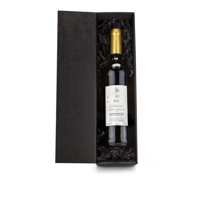 Werbeartikel Rotwein Cabernet Sauvignon – französischer rotwein – mit individuellem Etikett 0,75 l als Firmengeschenk für Partner