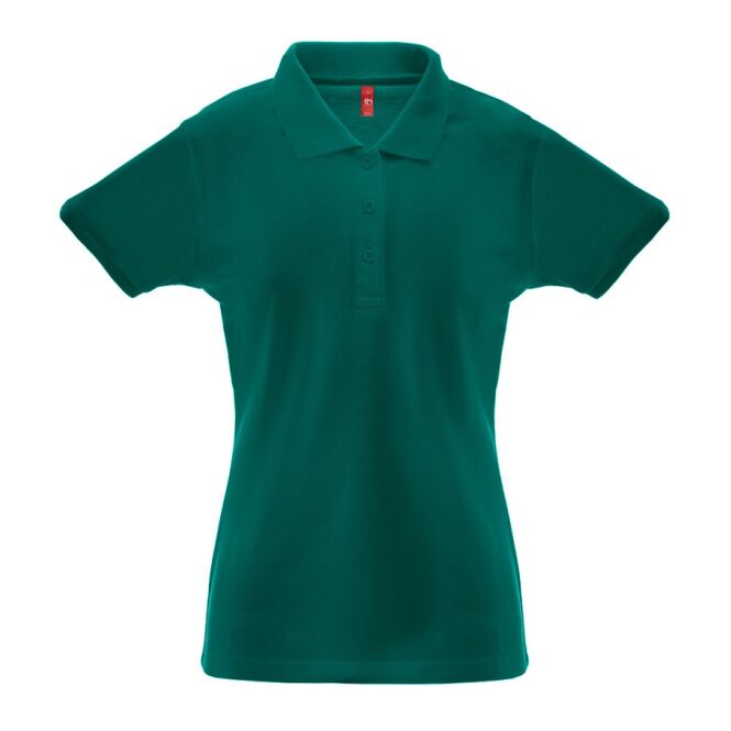 Mitarbeitergeschenk THC Berlin Women Poloshirt mit Logodruck – Dunkelgrün – hochwertiges Business-Outfit für Messen und Büro