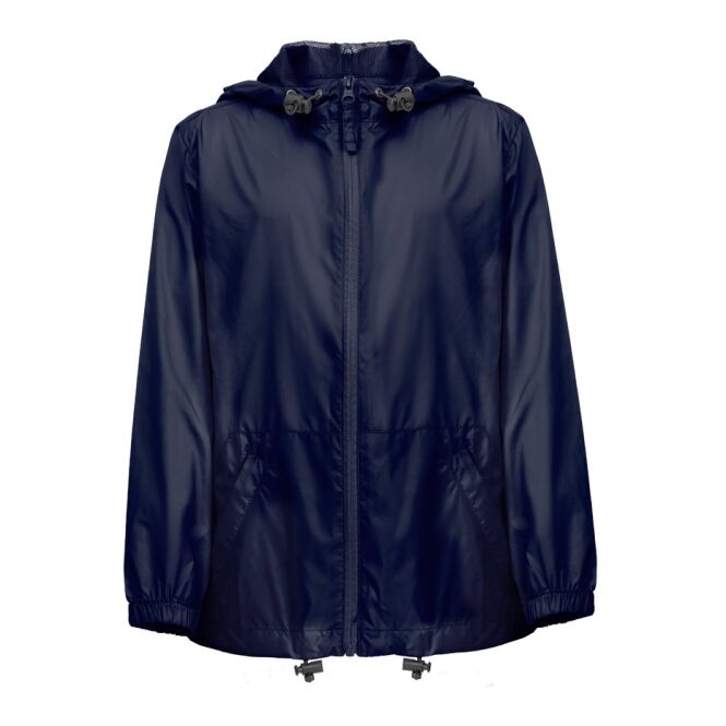 Werbeartikel Windjacke THC DUBLINERS KIDS – dunkelblau – nachhaltig mit Logo bedruckt Gr. 12