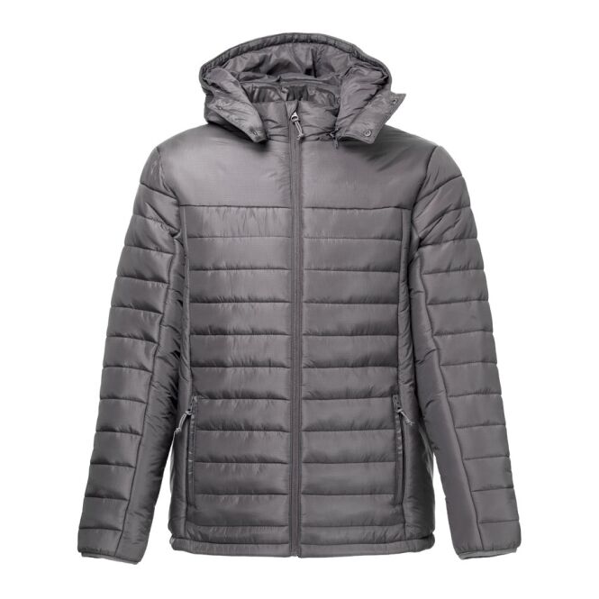 Mitarbeitergeschenk Herren-Kapuzenjacke THC Shield mit Logostick – Grau – funktionale Outdoor-Bekleidung für Firmen