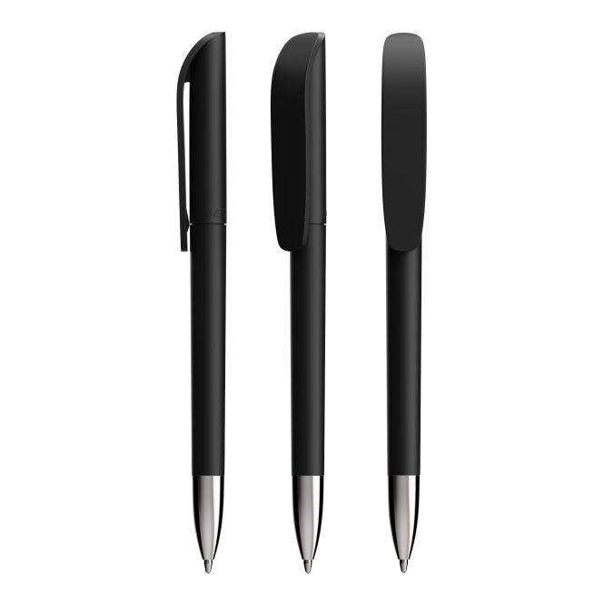 Kundengeschenk BIC® Super Clip Soft Advance – schwarz – mit Logo bedruckt als hochwertiger Metalldruckkugelschreiber für Konferenzen