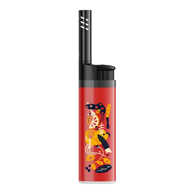 Werbeartikel BIC EZ Reach Feuerzeug – transparent rot – mit Logo bedruckt mit 3,5 cm Stab als Giveaway für Events
