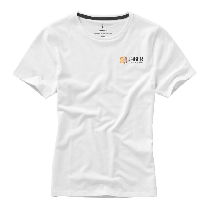 Werbeartikel Damen T-Shirt Nanaimo – weiß – mit Logo bedruckt 48h Express-Druck Gr. L