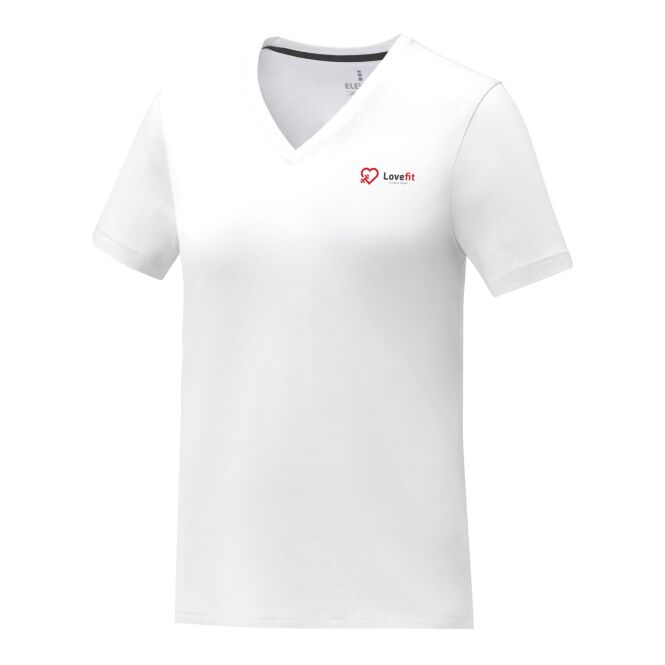 Werbeartikel Damen T-Shirt Somoto – weiss – mit Logo bedruckt 48h Express-Druck Gr. L