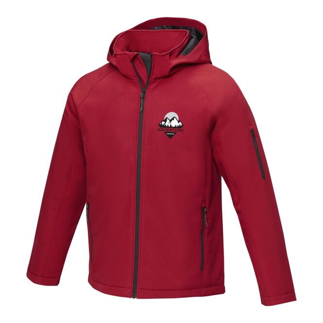 Arbeitskleidung Notus Softshell Herrenjacke – rot – mit Logo bedruckt 48h Express-Druck Gr. XL