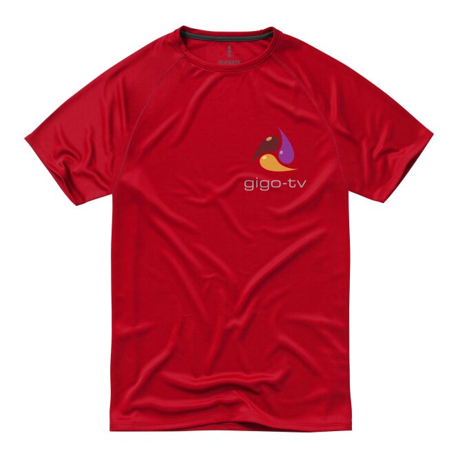 Mitarbeitergeschenk T-Shirt Niagara – rot – mit 48h Express-Logodruck 100% rPET Mesh 145g/m² atmungsaktiv nachhaltiges Textil