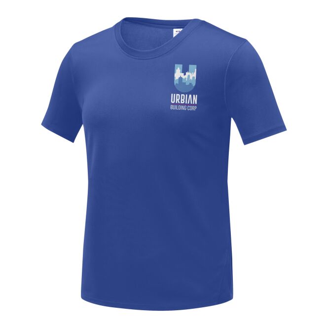 Werbeartikel T-Shirt Kratos Cool Fit – blau – mit Logo bedruckt 48h Express-Druck Gr. M