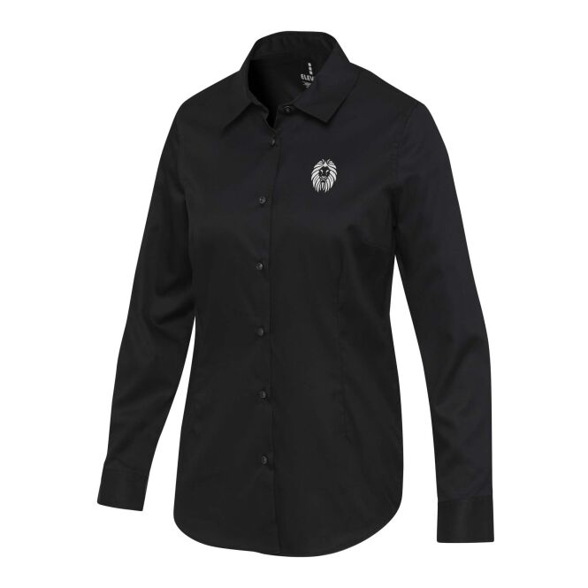 Corporate Fashion Citrine Twill Bluse – schwarz – mit hochwertigem Stick 48h Express-Druck nachhaltige Bio-Baumwolle Gr. XXL