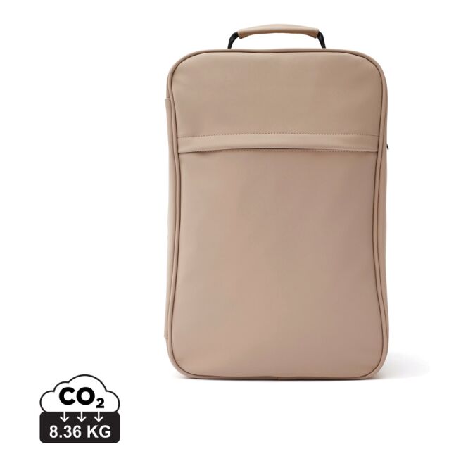 Kundengeschenk VINGA Baltimore Rucksack mit Logodruck – Greige – wasserabweisender Business-Begleiter für Firmen