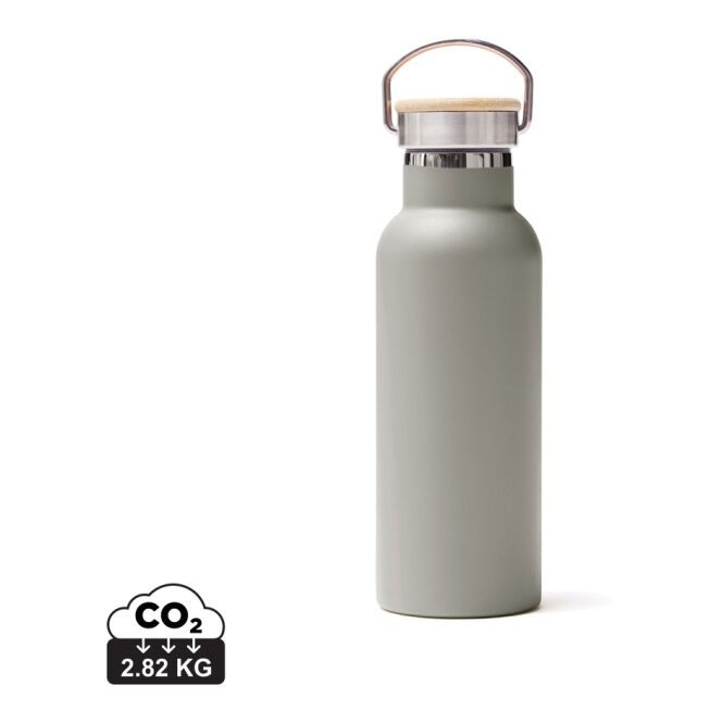 Firmengeschenk Miles Thermosflasche 500 ml mit Gravur – Grau – langlebige Isolierflasche aus Edelstahl für Büro und Kundenevents