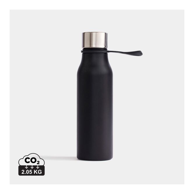 Firmengeschenk Lean Thermosflasche mit Gravur – 450ml – Schwarz – isolierender Edelstahlbehälter für Mitarbeiter und Kunden