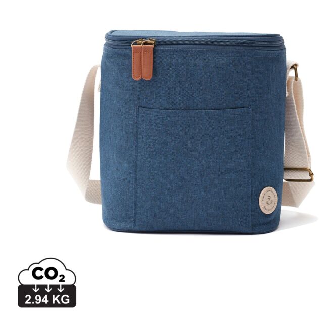 Werbeartikel Sortino Kühltasche mit Logodruck – Blau – nachhaltige Kühltasche aus rPET für Firmenausflüge und Events