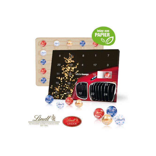 Mitarbeiter-Weihnachtsgeschenk Tisch-Adventskalender mit Logodruck – Bunt – Schokoladen-Präsent für die Adventszeit