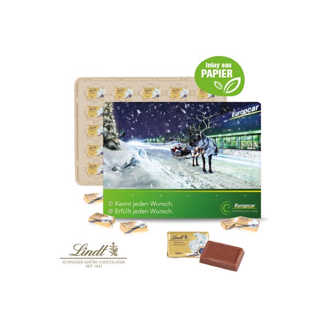 Mitarbeiter-Weihnachtsgeschenk Wand-Adventskalender Lindt Select Edition mit Logodruck – Bunt – Premium-Präsent für die Adventszeit