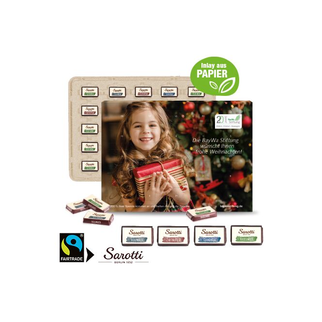 Firmengeschenk Sarotti Wand-Adventskalender Business Exklusiv – weihnachten – mit bedrucktem Etikett als Weihnachtsgeschenk für Mitarbeiter