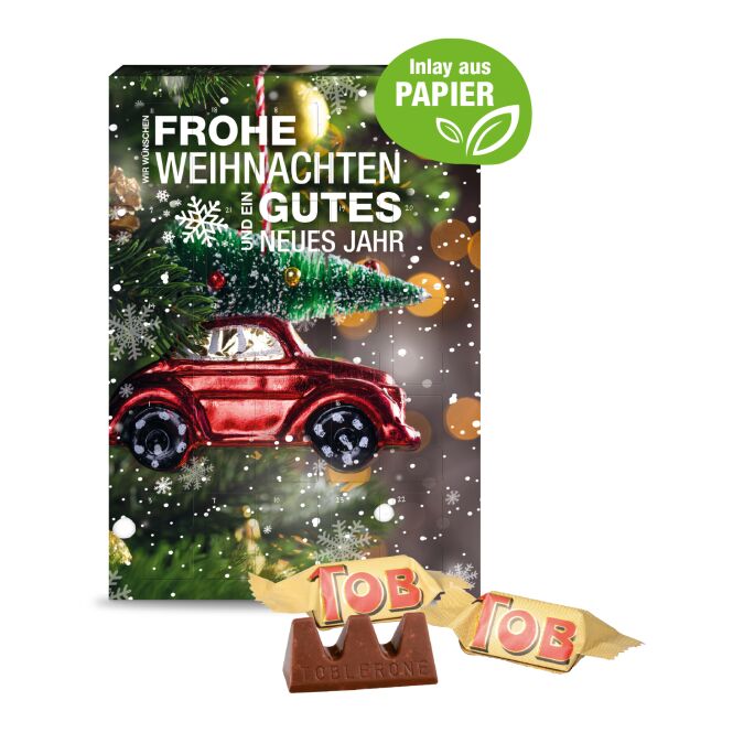 Mitarbeiter-Weihnachtsgeschenk Adventskalender mit Toblerone mit Logodruck – Bunt – Schokoladen-Präsent für Firmenkunden und Geschäftspartner