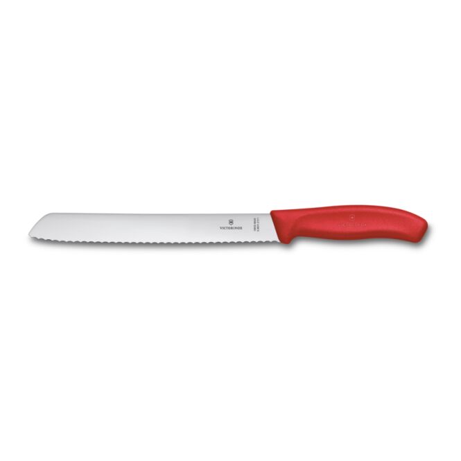Mitarbeitergeschenk Brotmesser Victorinox Swiss Classic – rot – mit Gravur Edelstahl rostfrei als hochwertiges Tranchierbrett für die Küche