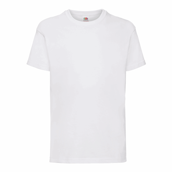 Werbeartikel T-Shirt Kids Valueweight – weiß – mit Logodruck 92 cm Baumwolle aus feinem Textil für einheitliche Firmenauftritte