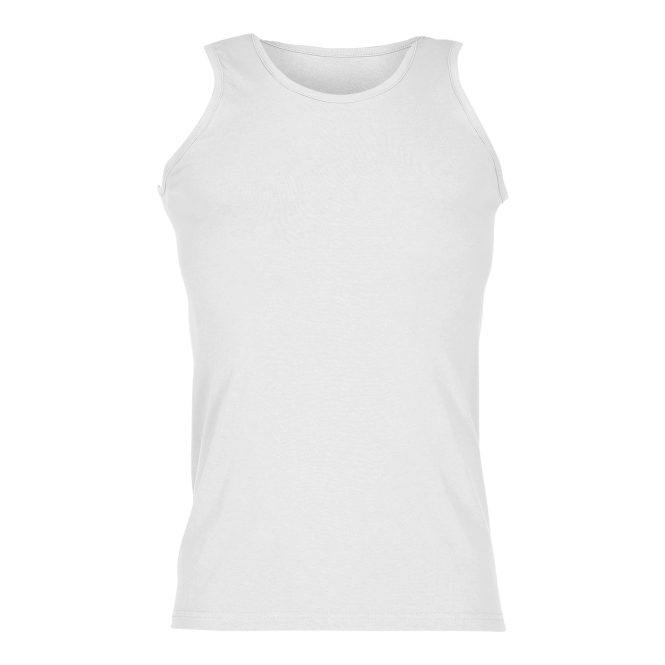 Mitarbeitergeschenk Sport-Tanktop Athletic Vest – weiß – mit Logodruck, Größe S, weiche Baumwolle für Firmenauftritt