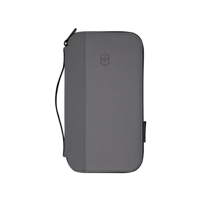 Firmengeschenk Dokumenten-Organizer Victorinox Travel Essentials – grau – mit Logo bedruckt für Messen & Promotion