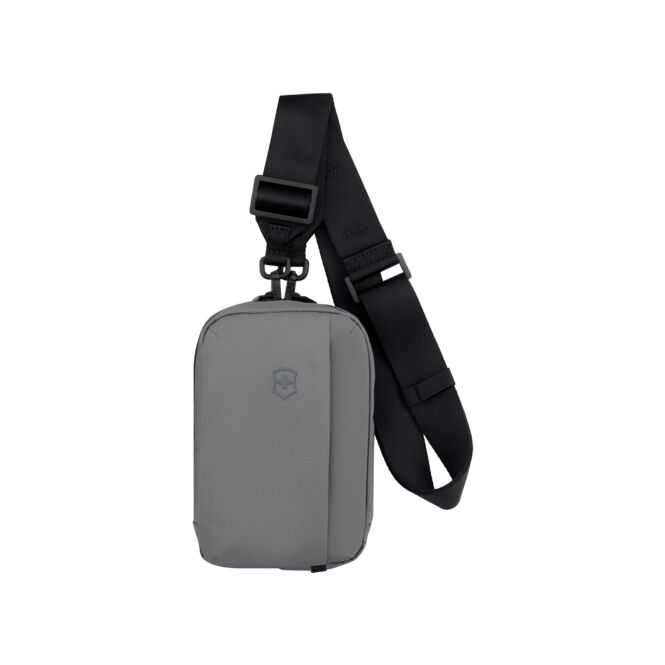 Firmengeschenk Victorinox City Pouch – grau – mit Logo bedruckt für Messen & Promotion mit RFID-Schutz und antimikrobiellem Futter