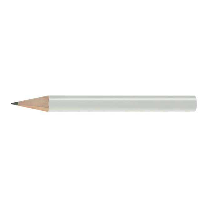 Werbeartikel Bleistift kurz mit Logodruck – Weiß – FSC zertifizierter Holzstift für Messen und Büro