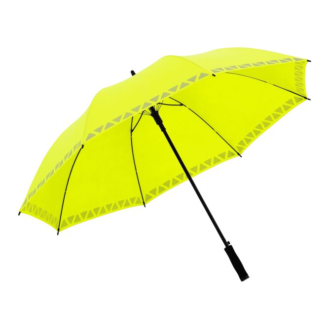 Werbeartikel doppler Safety Golf XXL Triangle mit Logodruck – Neongelb – sichtbarer Golfschirm für Firmenveranstaltungen und Business