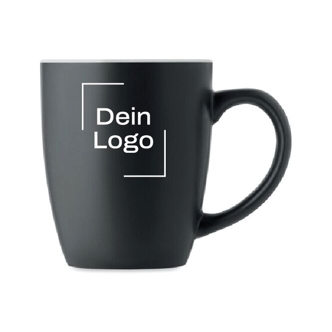 Werbeartikel Kaffeebecher matt – weiß – mit Logodruck 290 ml für die Büroküche