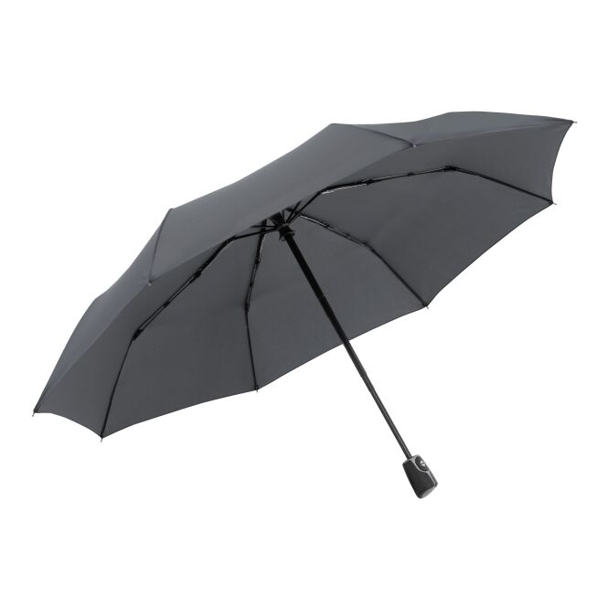 Streuartikel Taschenschirm doppler Fiber Magic AOC – grau – mit individuellem Logodruck sturmfest mit Windproof-System Ø 95 cm für Promotion