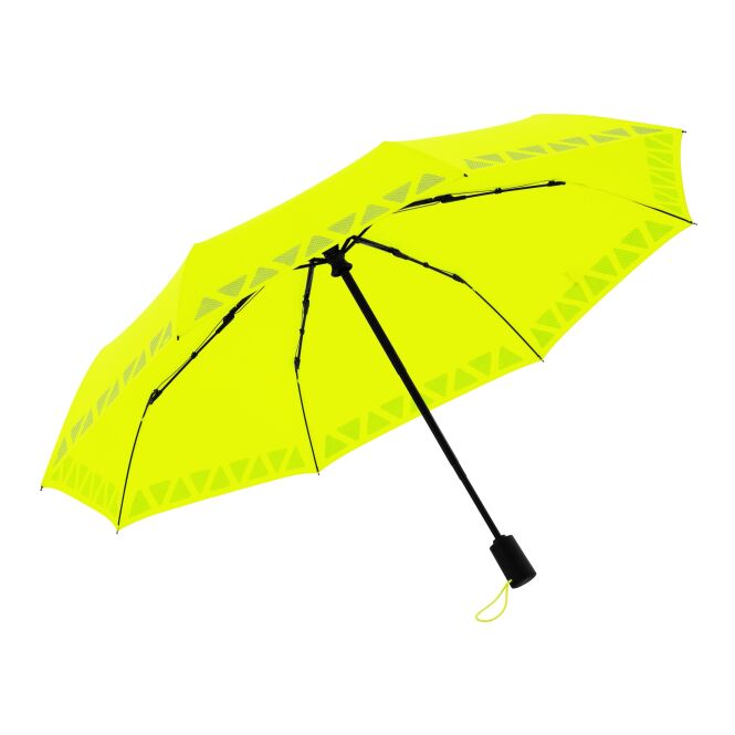 Werbeartikel doppler Safety Magic Triangle – reflektierend – Neongelb – sichtbarer Taschenschirm für Firmenmitarbeiter und Kunden