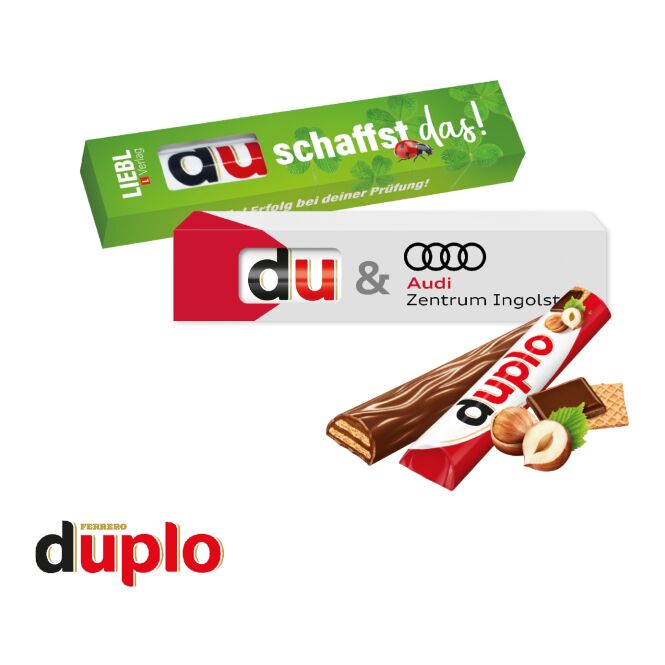 Premium-Werbeartikel Duplo Riegel – schokolade – mit individuellem Etikett 18,2 g als kleine Aufmerksamkeit für Kunden und Mitarbeiter