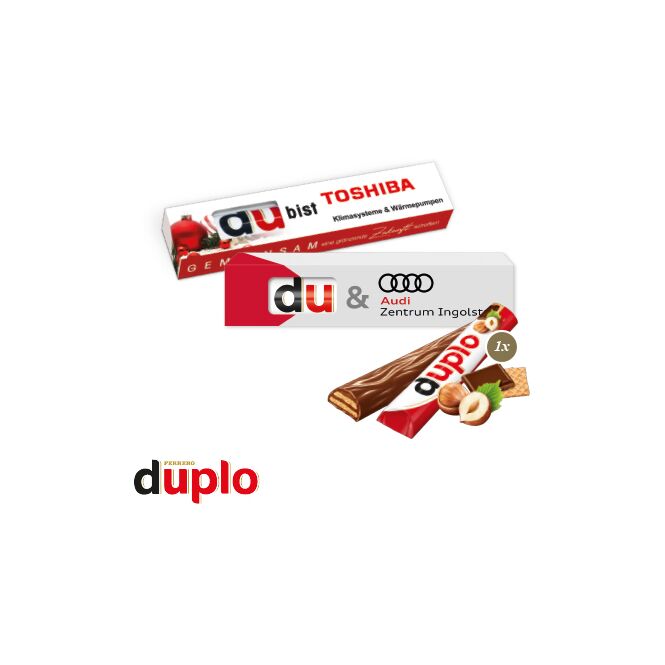 Premium-Werbeartikel duplo 1er – schokolade – inkl. Werbeaufdruck 18g als geschmackvolles Firmengeschenk für treue Kunden und Geschäftspartner