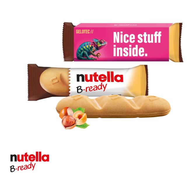 Premium-Werbeartikel Nutella B-ready – knusprige waffel mit cremiger füllung – inkl. Werbeaufdruck 22g als Firmengeschenk für Mitarbeiter