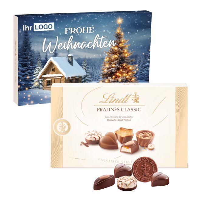 Mitarbeiter-Weihnachtsgeschenk Lindt Pralinés Classic mit Logodruck – Bunt – Feine Schokolade für Firmenevents und Kunden
