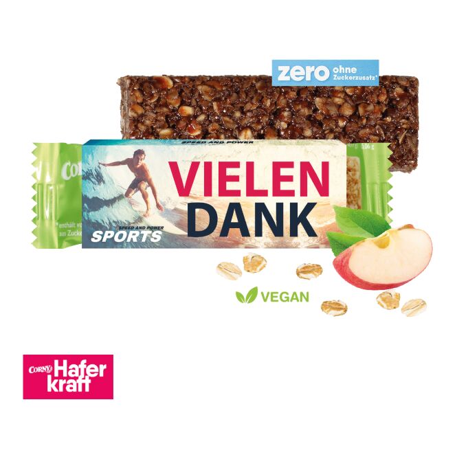 Werbeartikel CORNY Haferkraft – ohne zuckerzusatz – mit Logo bedruckt als hochwertiger Snack für Geschäftspartner und Mitarbeiter